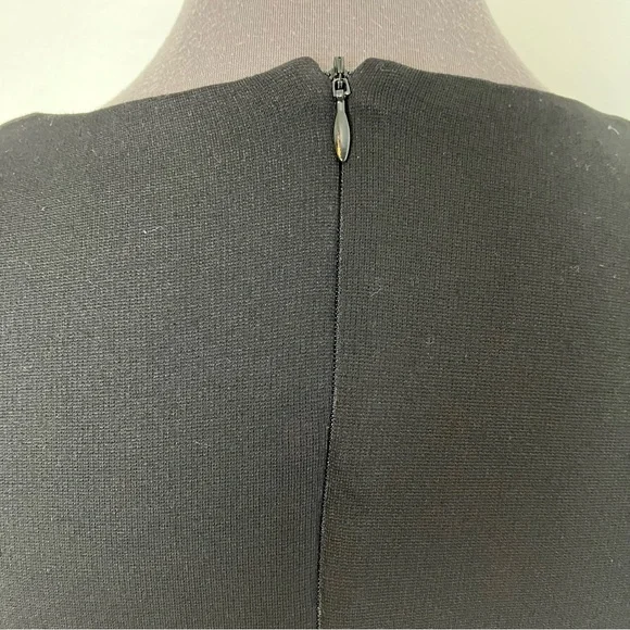 SOLD Retrolicious Black Stretch Knit Sleeved V Neck Midi Pencil Dress Small - Picture 4 of 9